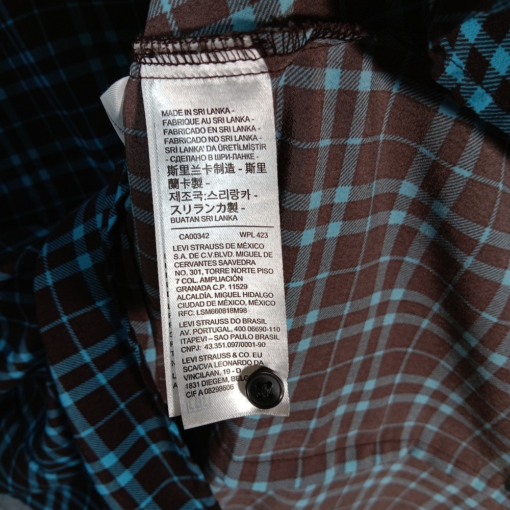 Levi's Flannel Shirt Black Plaid Jasper The Everyday Embroidered Logo Button Up - Picture 11 of 16
